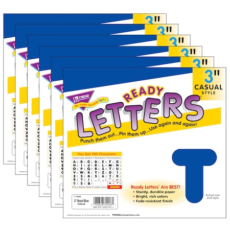 Trend Enterprises Royal Blue 3" Casual Uppercase Ready Letters®, PK6